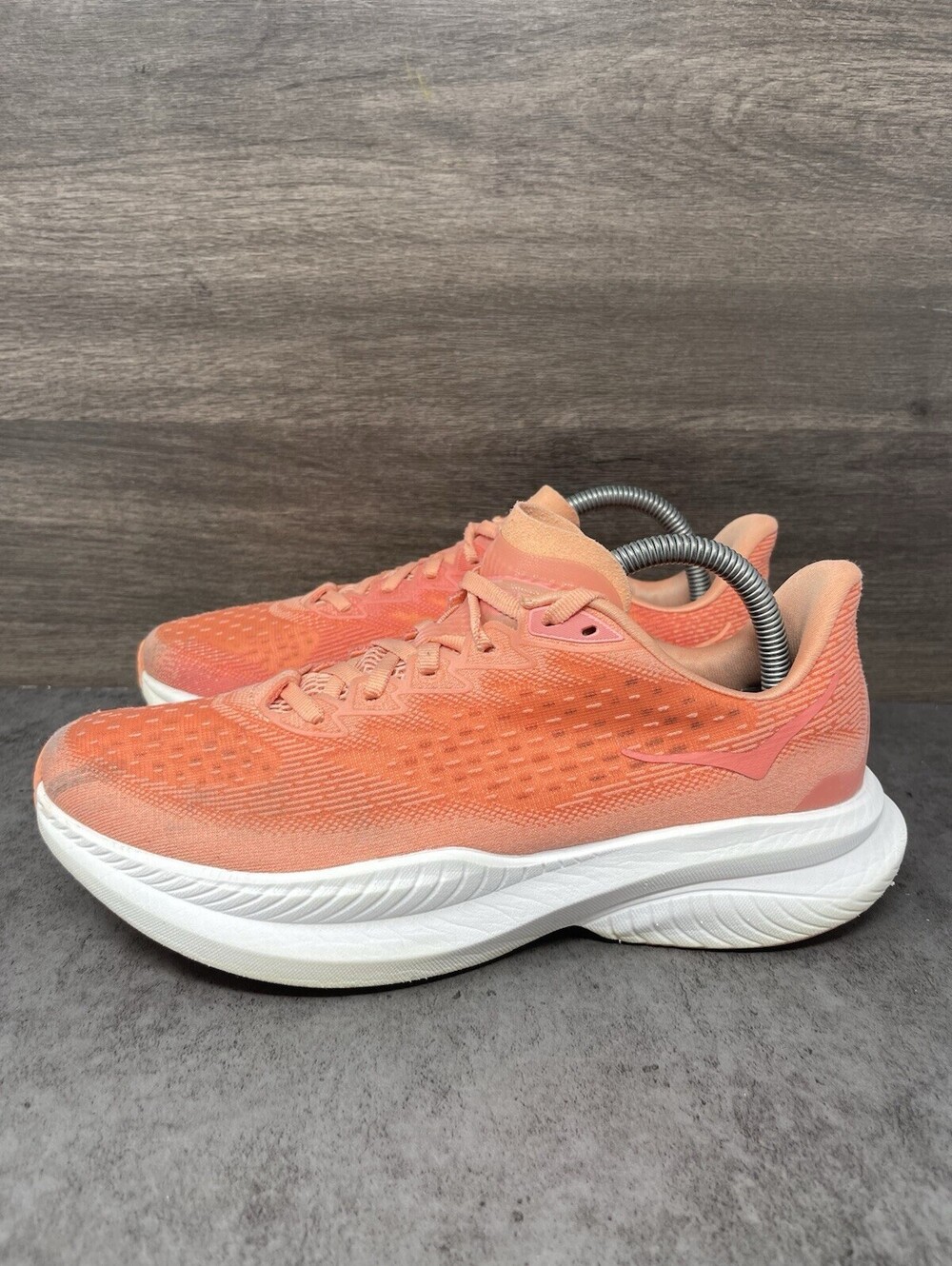 HOKA Mach 6 Size 9 Womens Peach Orange White Running Shoes 1147794